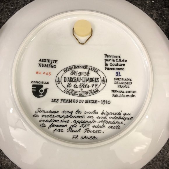 1910 Ganeau's Women of the Century Porcelian COA - Picture 2 of 8